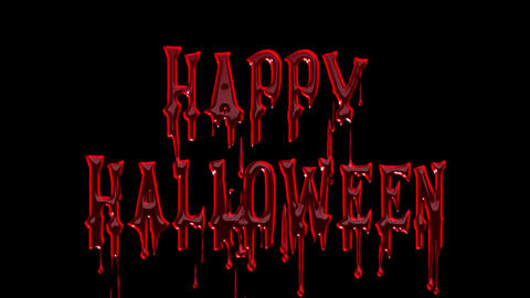 Scary Halloween Pumpkin Face Reveal with Happy Halloween Blood Text