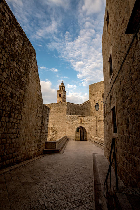 Stone Gateway Dominican Monastery Tower Dubrovnik Old Town