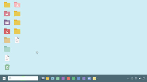 Retro PC Desktop Screen with Flat Design Windows and Icons Animation