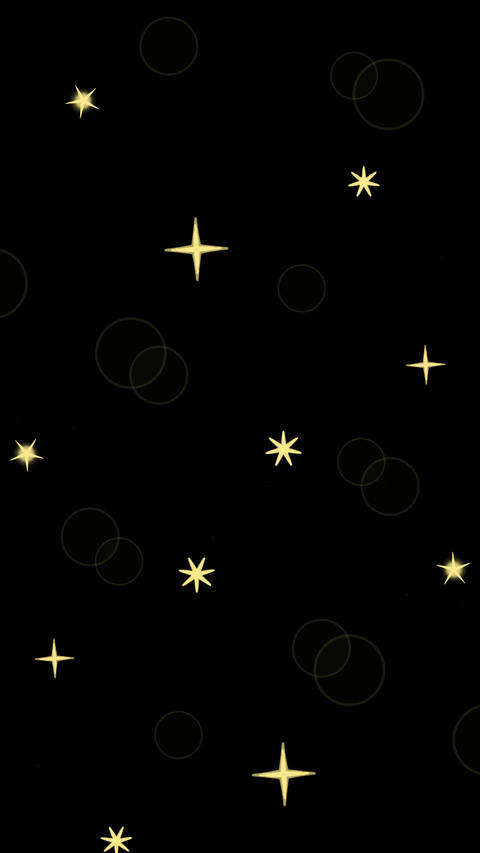 Glowing Gold Stars and Bokeh Rising on Black Background