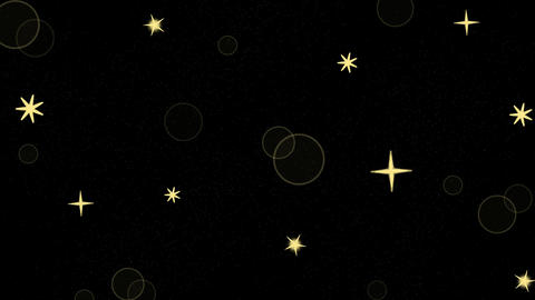 Glowing Gold Stars and Bokeh Rising on Black Background