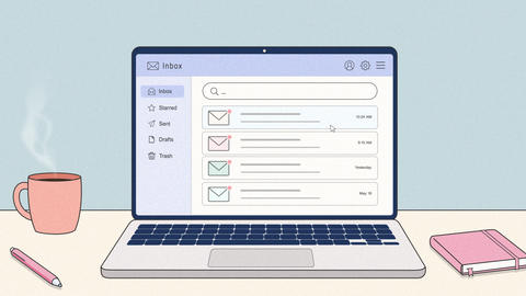 Laptop Email Inbox Screen Flat Design Animation with Text Field