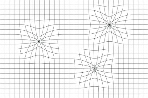 Warped optical grid illusion with abstract geometric line perspective distortion background