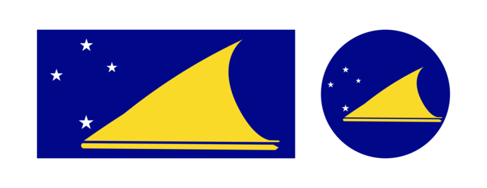 Flag of Tokelau dependent territory of New Zealand badge, button in circle, rectangle shape. Tokelau