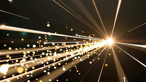 Golden Light Speed Technology Background with Glowing Particle Trails