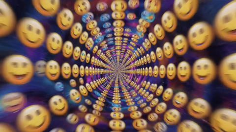 Psychedelic Smiley Face Emoji Tunnel Seamless Loop Background in 4K