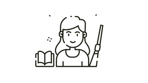Animated Teacher Icon with Education Concept Loop