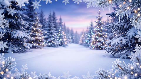 Winter frame background with illuminations, snowflakes, and copy space