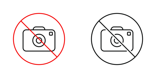 No Photography Allowed Line Icon Set. Camera Prohibition And Privacy Protection