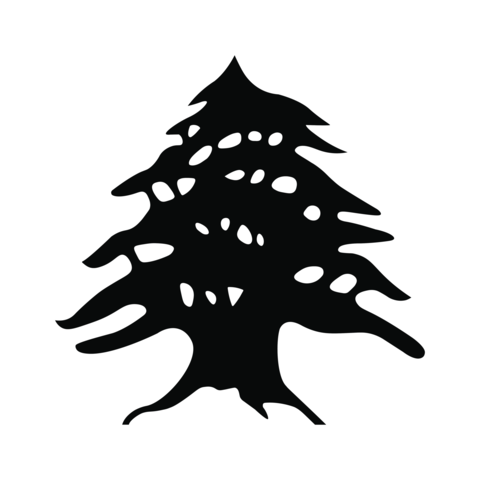 Cedar silhouette of Lebanon tree black icon, sticker, badge. Symbol, emblem layout from Lebanon