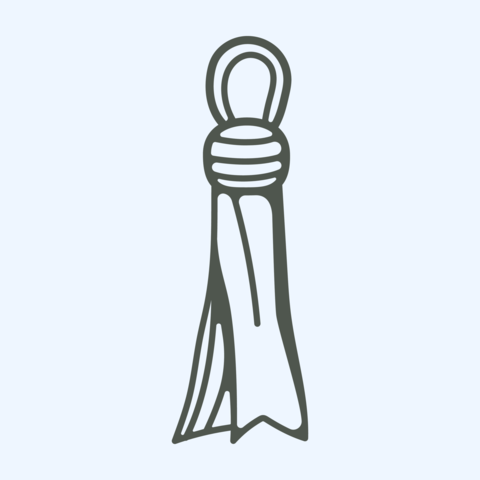 Minimal Ribbon Tassel Keychain Line Art Illustration for Backpack Accessories