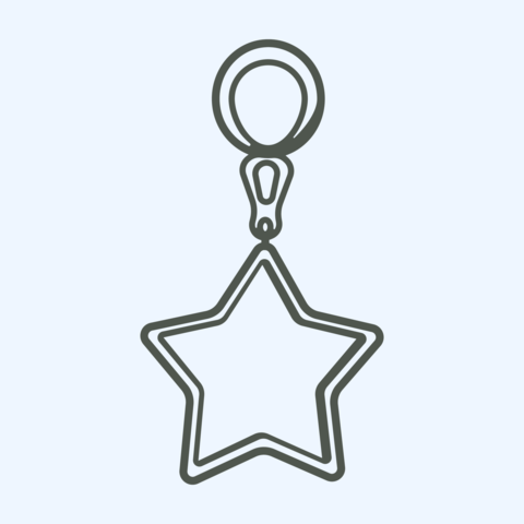 Minimal Star Keychain Line Art Illustration for Backpack Accessories
