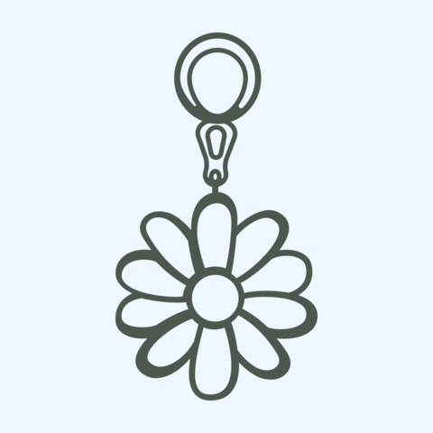 Minimal Flower Keychain Line Art Illustration for Backpack Accessories