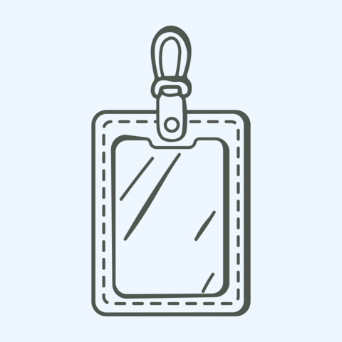 Minimal ID Badge Holder Line Art Illustration for School