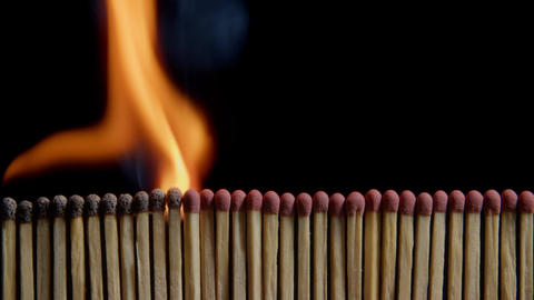 Row of Matches Burning in Sequence h264
