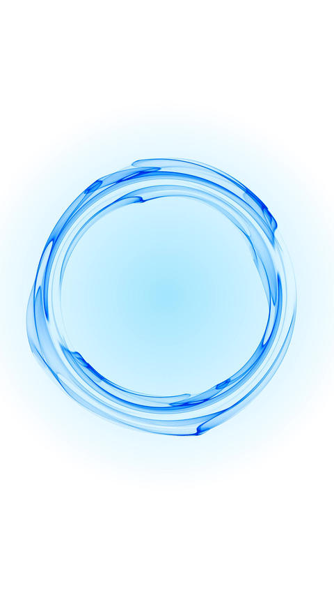 Blue liquid glass ring loop on white, clean minimal abstract background with soft modern glow