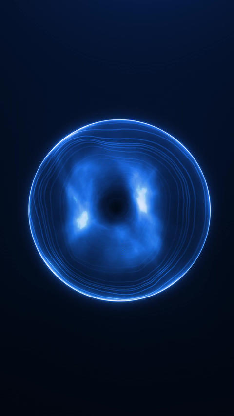 Electric blue plasma orb loop on dark background, glowing energy sphere