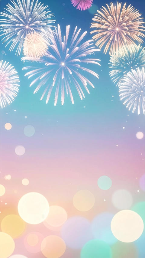 Dreamy pastel-colored fireworks for festive and celebration backgrounds