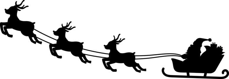 Silhouette illustration of Santa Claus riding a sleigh