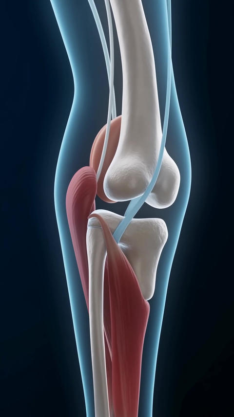 Medical knee joint muscles xray vertical