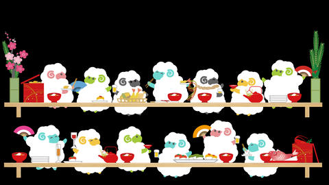 2027 Year of the Sheep – Sheep Party Animation with Transparent Background