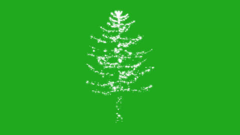 Christmas tree with shining stars revolving in 3D on green screen