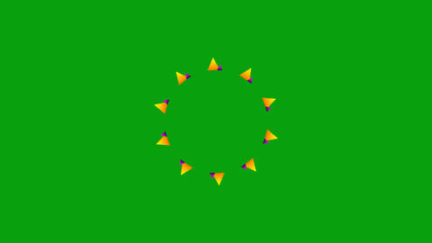 Spinning of triangles in opposite each other on green screen