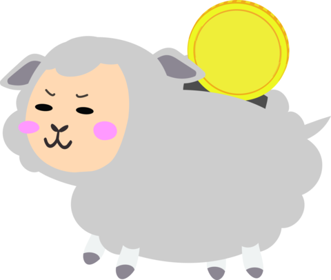 コインを入れるかわいい羊の貯金箱イラスト