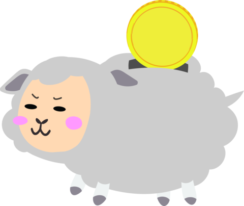 コインを入れるかわいい羊の貯金箱イラスト
