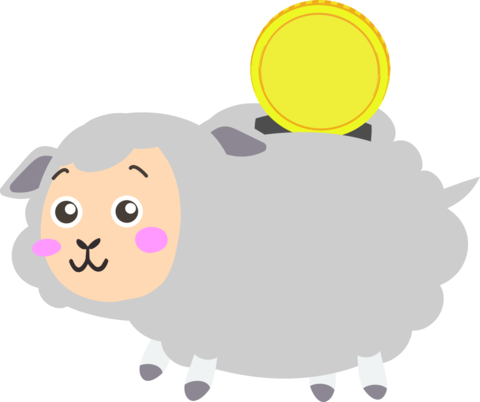 コインを入れるかわいい羊の貯金箱イラスト