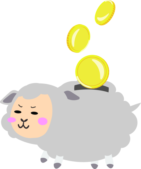 コインを入れるかわいい羊の貯金箱イラスト