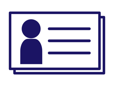 Illustration of a business card icon (with a person's silhouette)