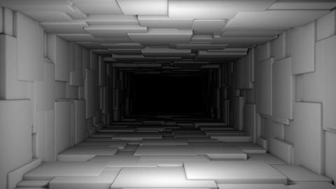 白いブロックのデコボコしたトンネル