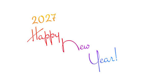 Happy New Year 2027 Handwriting Typography Animation on White