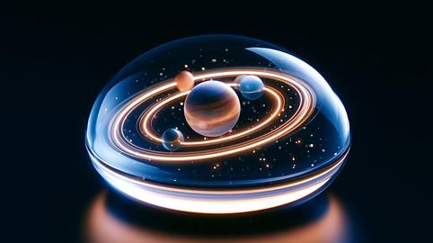 Miniature solar system inside glass dome