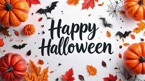 Hand-drawn style "Happy Halloween" logo and animation