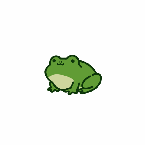A simple illustration of a cute frog sitting on a white background