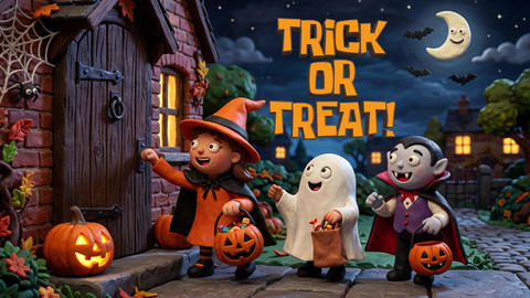 Cute Claymation Halloween Trick or Treat Animation