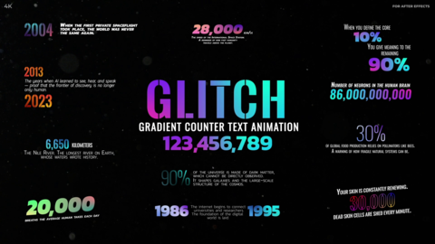 Glitch Gradient Counter Text Animation