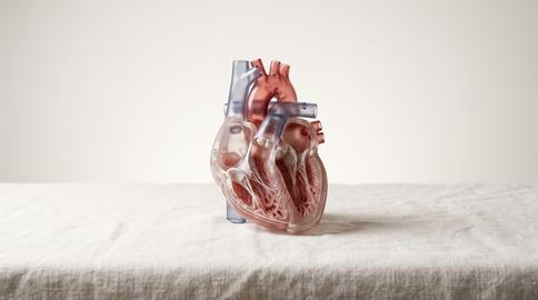 Anatomical human heart model for cardiology study on table