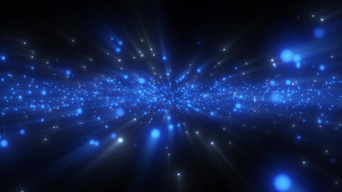 Blue Glowing Particles and Radial Light Rays Abstract Motion Graphics