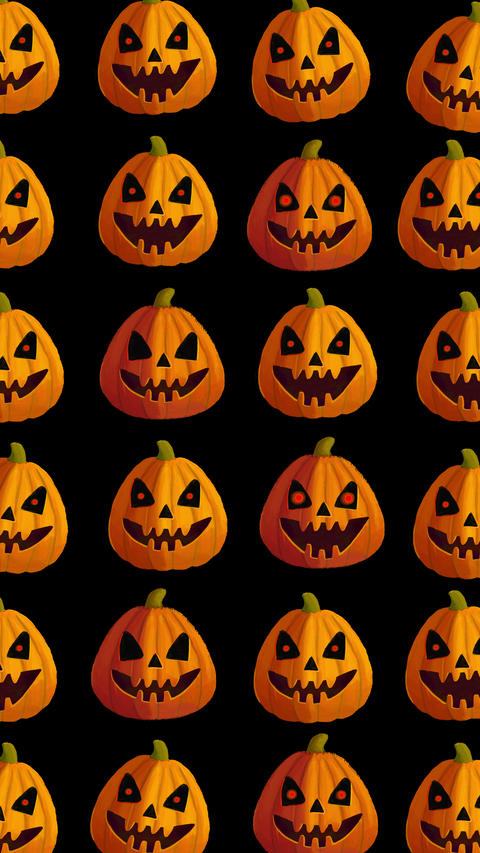 Halloween spooky hand-painted pumpkin animated vertical pattern loop with alpha channel