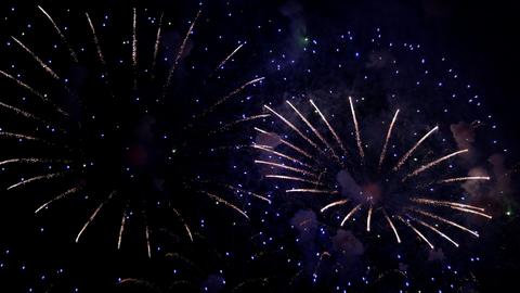 twilight fireworks with colorful smoke trails, dazzling night display featuring