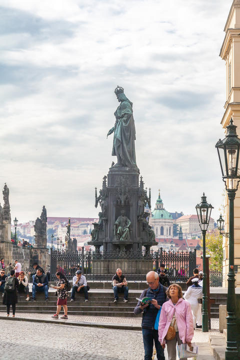Monument to Charles IV at the Knights of the Cross Square in Prague, Czech Republic