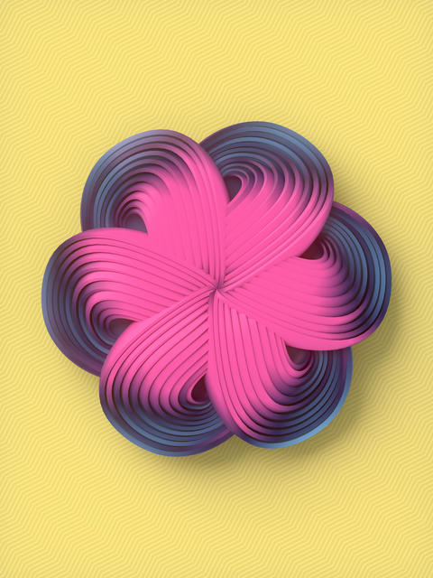 Iridescent geometric flower 3d rendering fashion concept. Modern minimal design