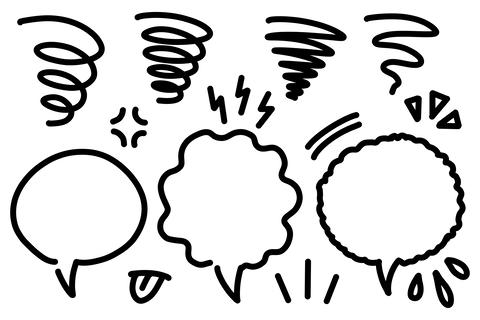 Hand Drawn Speech Bubble and Swirl Icon Set