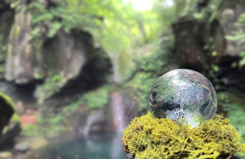 Eco-Image: Mountain Stream and Glass Tree