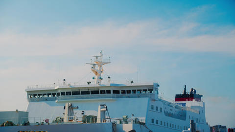 Large Ferry Bridge Against a Blue Sky 4K Cinematic Stock Footage
