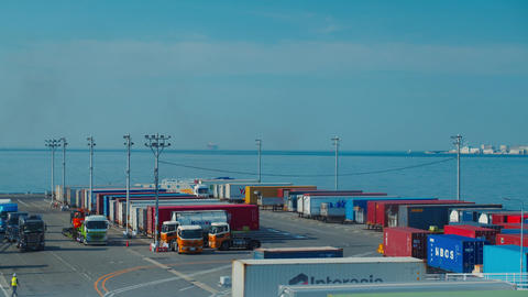 Ferry Terminal and Logistics at Kobe Port 4K Cinematic Stock Footage