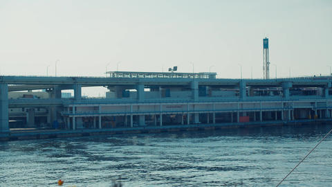 Kobe Port Terminal Viewed from the Sea 4K Cinematic Stock Footage